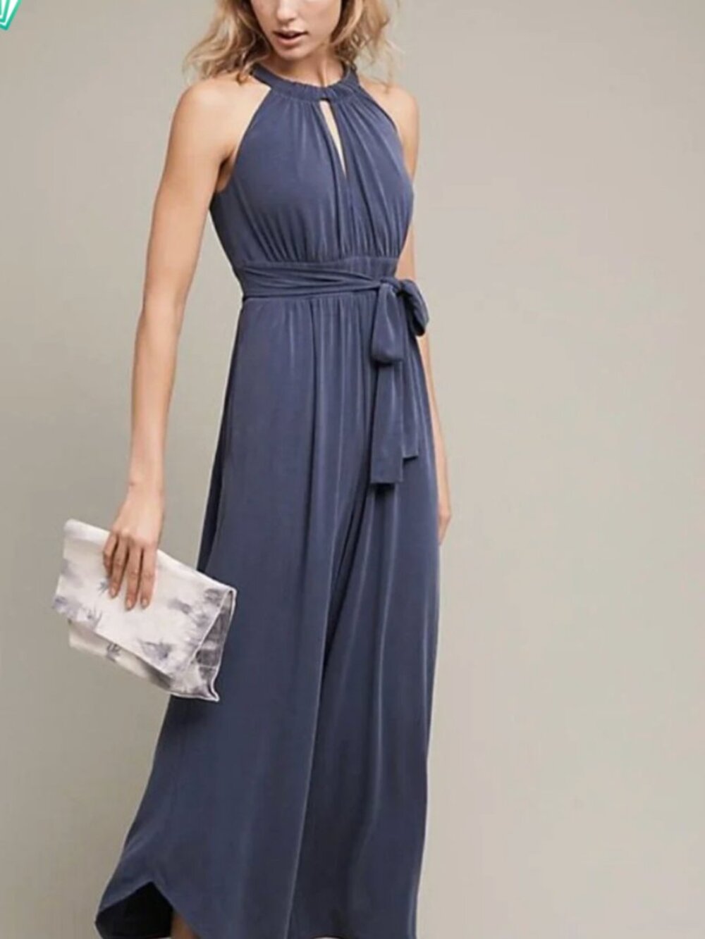 💙✨ Moulinette Soeurs Eremita Anthropologie Halter Jumpsuit – Midnight Blue – Wo